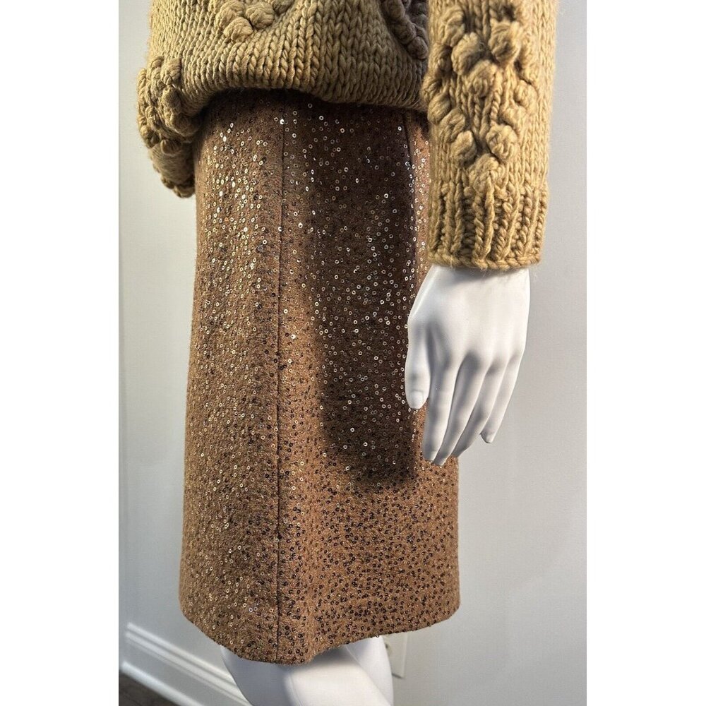 Ann Taylor LOFT Light Brown Mini Skirt With Gold Sequins Sz-6 Flirty, Unique Fun - Picture 7 of 16